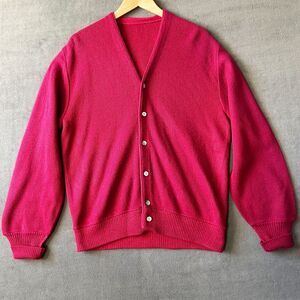 Vintage Cardigan Sweater Burgundy Button Front Men's M/L Retro V Neck